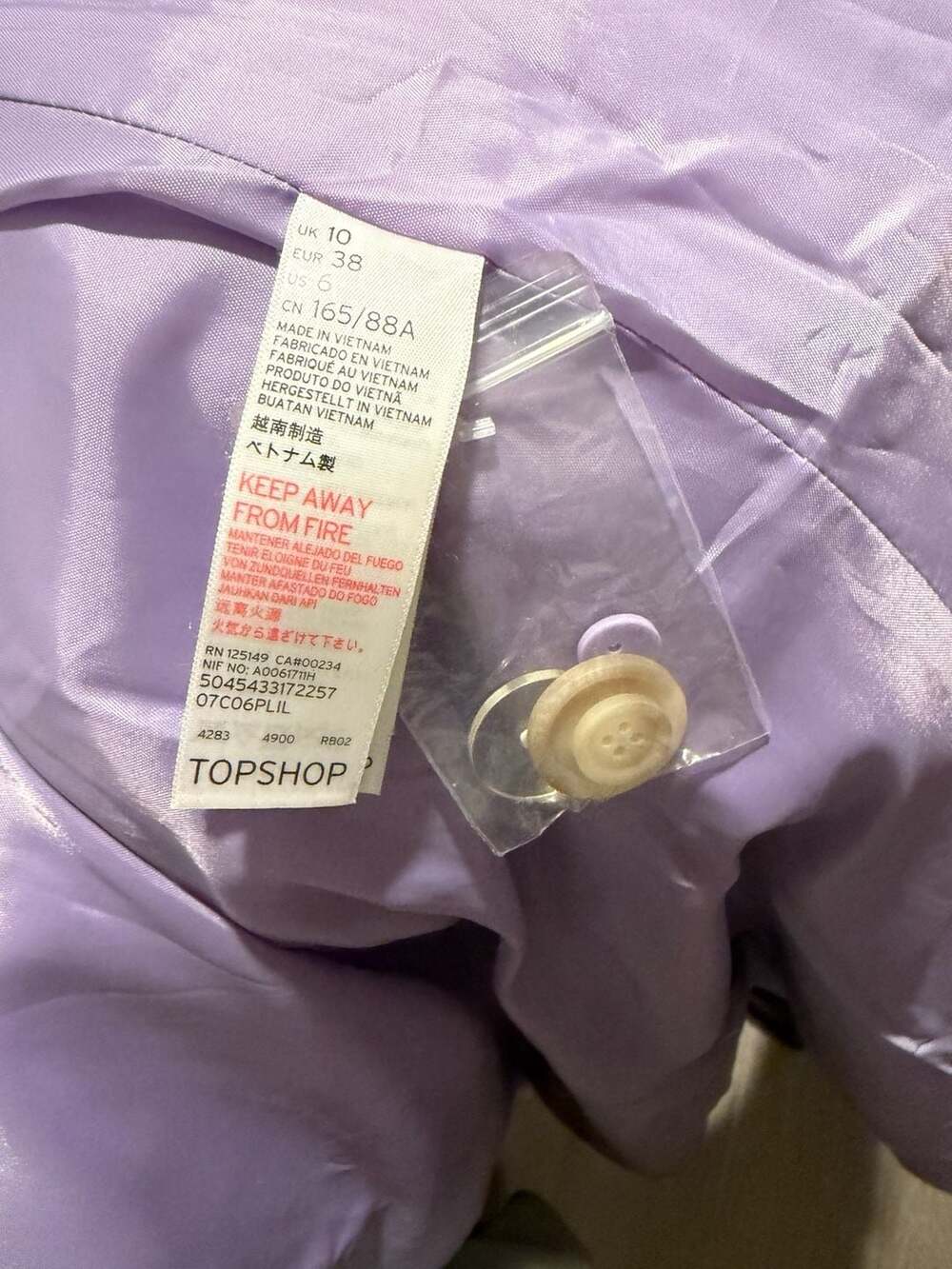 Topshop Double Breasted Faux Fur Collar Coat Lilac US 6 - Picture 7 of 7